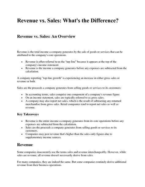 SOLUTION: Revenue vs sales - Studypool