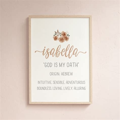 Isabella Name Meaning Print Isabella Name Art Baby Shower | Etsy