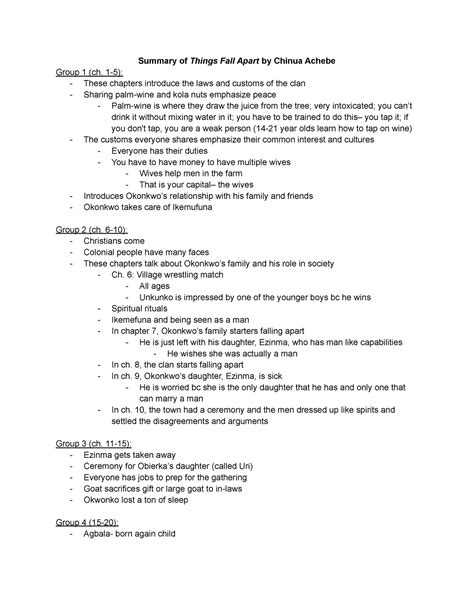 Things Fall Apart Book Summary - Summary of Things Fall Apart by Chinua ...