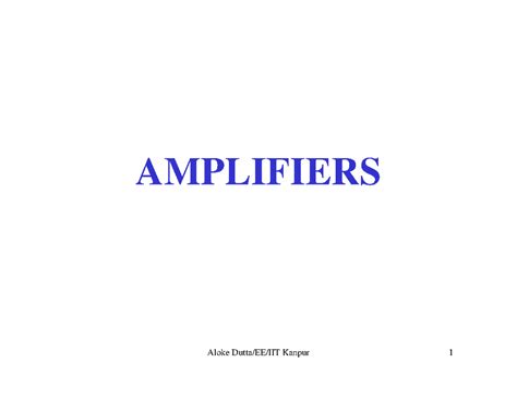 Amplifier - BJT ALoke dutta notes - Aloke Dutta/EE/IIT Kanpur ...