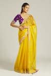 Buy Yellow Silk, Organza Embroidery, Tassels V-neck Thread Blouse And ...