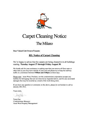 Carpet Cleaning Notice To Residents - Fill Online, Printable, Fillable ...