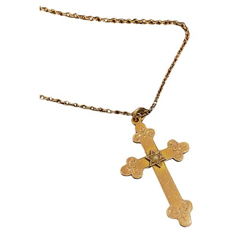 Antique Australian Gold and Seed Pearl Fleur de Lis Cross Pendant by ...