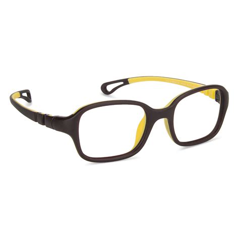 Blue-Block Kids Computer Glasses: Matte Brown Yellow Full Rim Rectangle ...