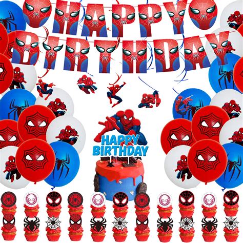 123 Pcs Spiderman Birthday Decorations For 10 Guest Includes Birthday ...