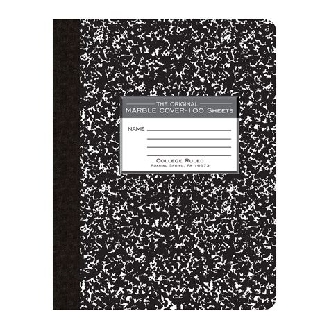 Hard Cover Composition Book, College Ruled, 9.75" x 7.5", 100 Sheets ...