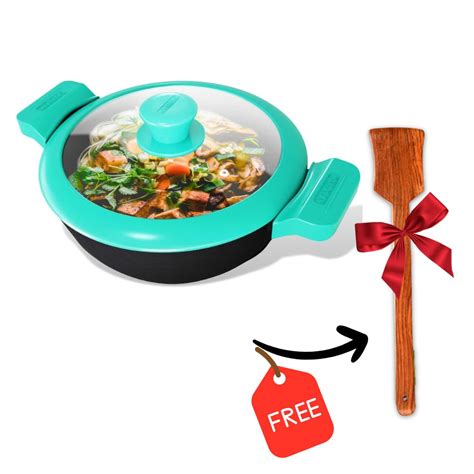 GEMMA Naturally Non Stick Iron kadai with lid | pre Seasoned Induction ...