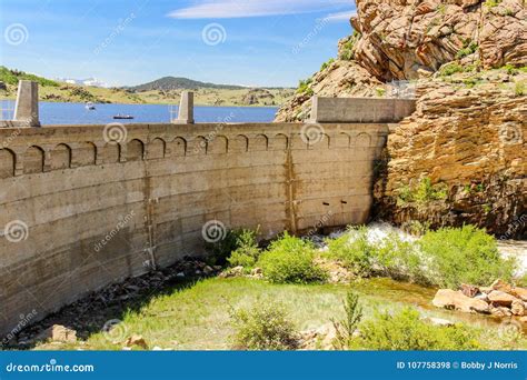 Tarryall Reservoir Dam in Colorado Stock Photo - Image of capped ...