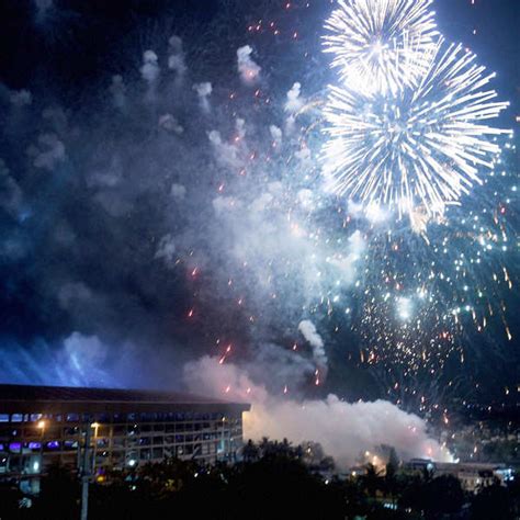 Fireworks explode at the Salt Lake Stadium during the Pepsi IPL 2015 ...