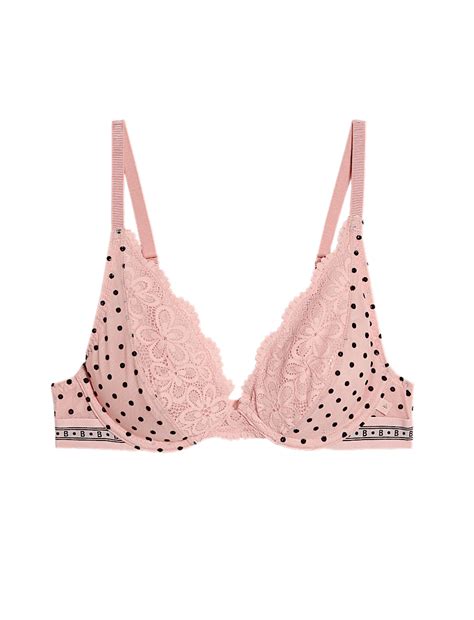 Buy Alma Flock & Lace Wired Plunge Bra (A-E) at Marks & Spencer