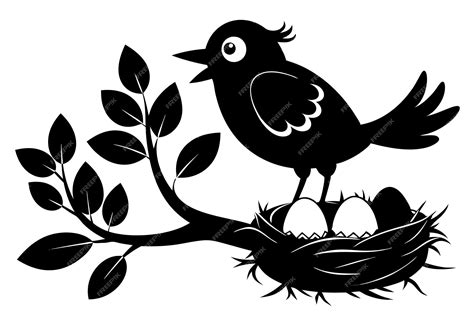 Happy silhouette bird and egg on the nest tree C | Premium AI-generated vector - nest of happiness ubud