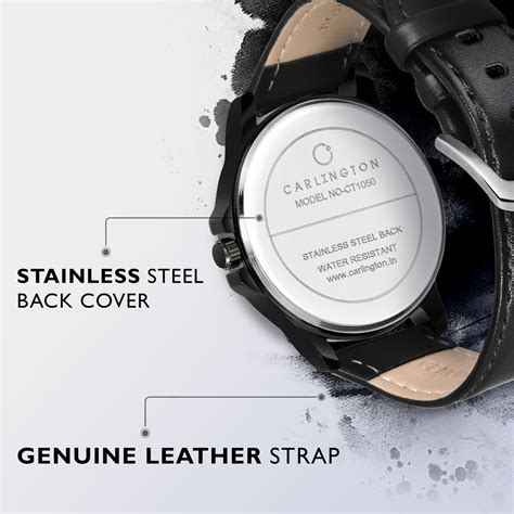 Carlington Elite Gents Water Resistant Genuine Leather Strap With Date