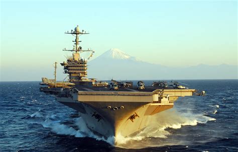 Wallpaper sea, wave, mountain, the carrier, George Washington, USS ...