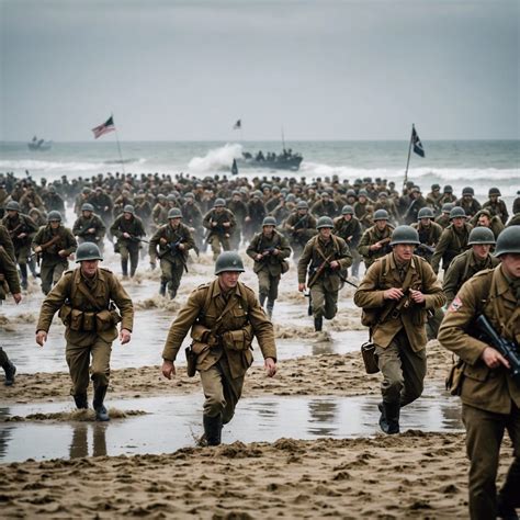 allies storming the beach on d day - AI Generated Artwork - NightCafe Creator