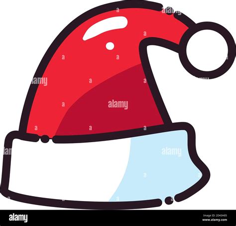 merry christmas santas hat line and fill style icon design, winter ...