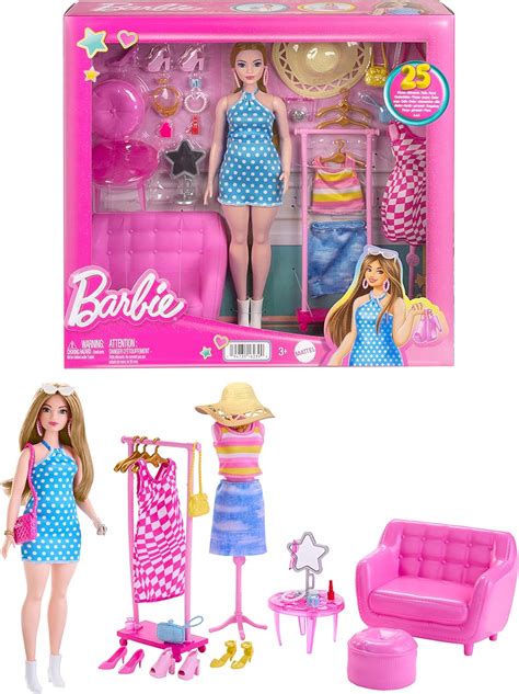 Barbie Doll and Fashion Set, Barbie Clothes with Closet Accessories ...