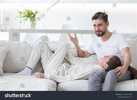 Woman Lay Head On Boyfriend Lap Stock Photo 2198147005 | Shutterstock