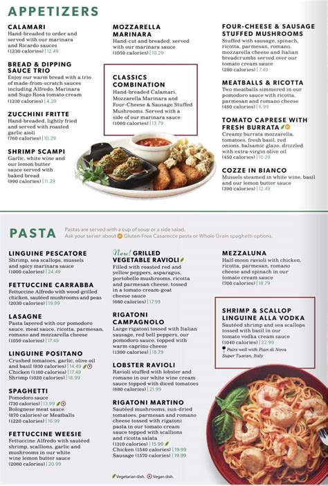 Carrabba's Italian Grill Menu With Prices (Updated: February 2024)