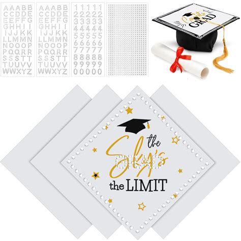 Buy 9 Piece Blank White Adhesive Grad Hat Topper Sticker Printable Grad ...