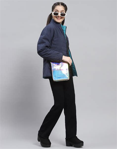 Buy Girls Navy Blue Solid Stand Collar Full Sleeve Girls Jacket Online ...