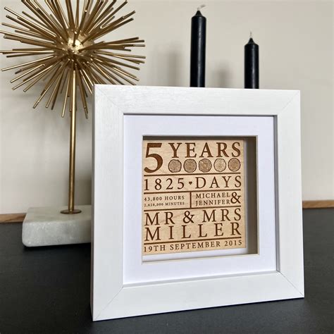 Five Years Wooden Wedding Anniversary Framed Gift By Design by Eleven ...