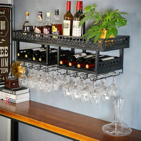 Industrial Wine Rack Cabinet Upside Down, Liquor Bottle Display Shelf ...