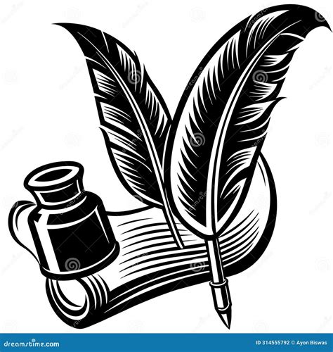 Scribe S Quill and Scroll Vector Illustration Stock Illustration ...