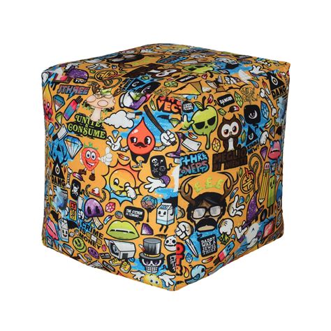 Buy Helios Yuri Canvas Pouff Cover - Brown from Helios by Home Centre ...