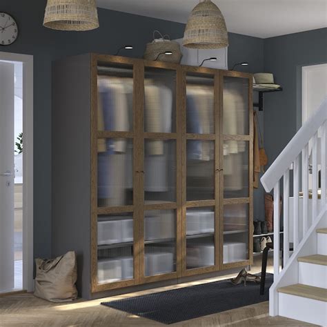 PAX / TONSTAD wardrobe combination, dark grey brown/stained oak veneer ...