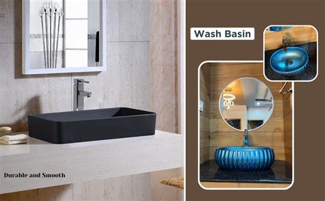 NEROBI Wash Basin Countertop | Tabletop Ceramic Bathroom Sink | Wash ...