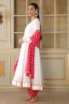 Buy White Cotton Gota Patti Round Neck Saadgi Work Anarkali Set For ...