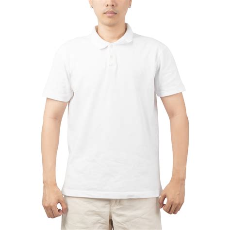 Man in white Polo t-shirt mockup, Design template 8587022 PNG