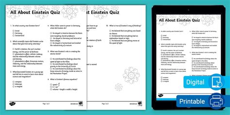 All About Einstein Quiz (teacher made) - Twinkl