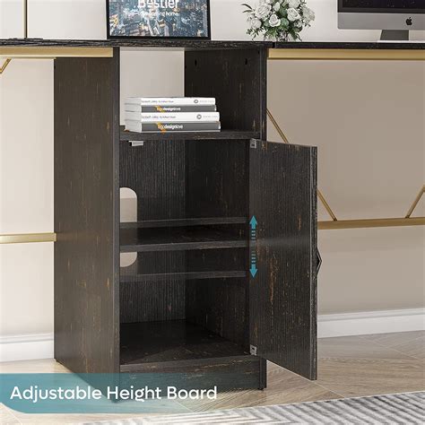 Buy Bestier 95.2 Inches L-Shaped Computer Desk with Storage Cabinet ...