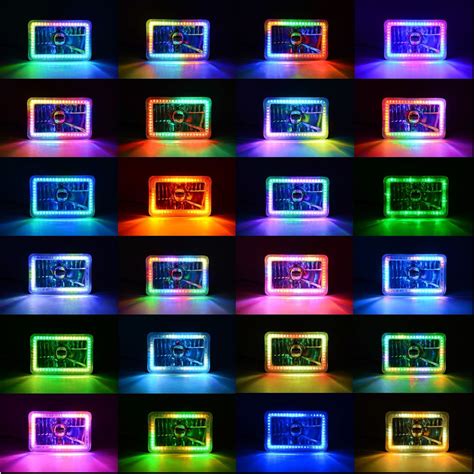 (1) 7x6" Bluetooth RGB SMD Color Chasing Halo Headlight w/ H4 360° LED ...
