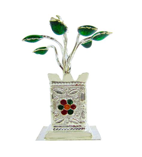 Buy Pure Silver Tulsi Plant for Puja and Temple Decor (5 cm) | Tulsi ...