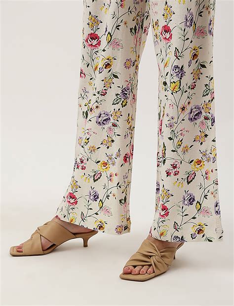 Buy Linen Mix Printed Relaxed Fit Trouser at Marks & Spencer