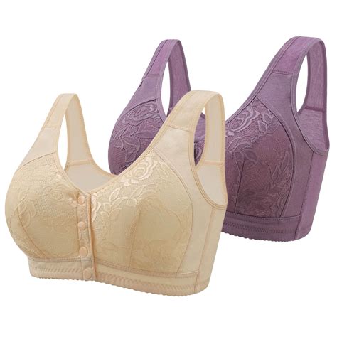 YOTAMI 2-Pack Bras for Women Front Closure Plus Size Push Up Underwear ...