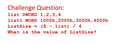 Solved Challenge Question: list DWORD 1,2,3,4 listi WORD | Chegg.com