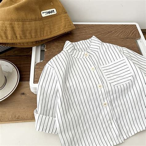 Mandarin collar striped shirt – BabyMonk