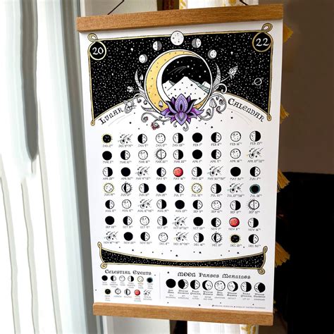 Calendar 2022 Moon Phases Space Print Lunar Calend... – Grandado