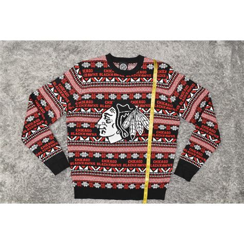 NHL Chicago Blackhawks Red & Black Acrylic Pullover Sweater Men's L ...