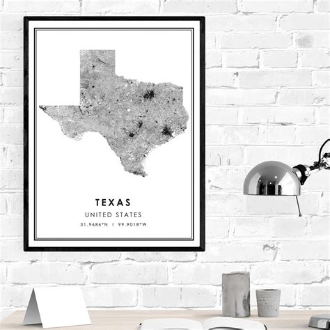 Texas US State United States map print poster canv... – Grandado