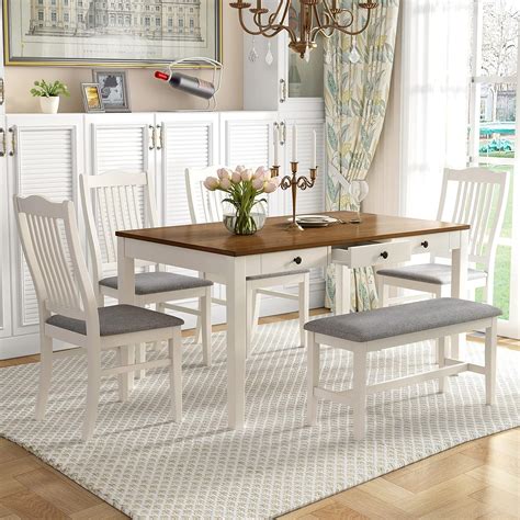 Amazon.com - LUMISOL Dining Table Set for 6, Farmhouse Kitchen Table ...