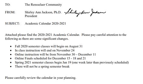 New Academic Calendar for 2020-2021 School Year : r/RPI