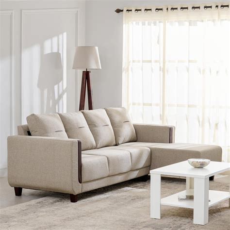 Buy Berry Fabric 3-Seater Sofa with Right Chaise - Beige from Home ...