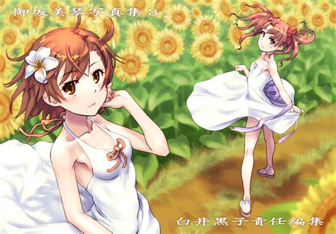 2girls dress flowers misaka mikoto raika9 shirai kuroko summer dress ...