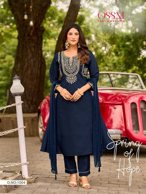 Ossm Gulzar Vol 2 Embroidery Work Anarkali Kurti Pant And Dupatta ...