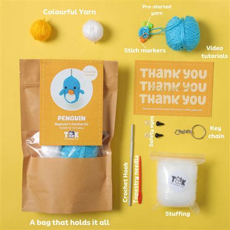 Beginner's Crochet Kit- Penguin – The Original Knit