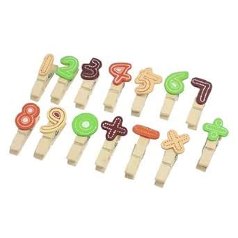 Alcoa PrimeWooden Numbers and Math Symbols Design Clothes Pins Clips 14 ...